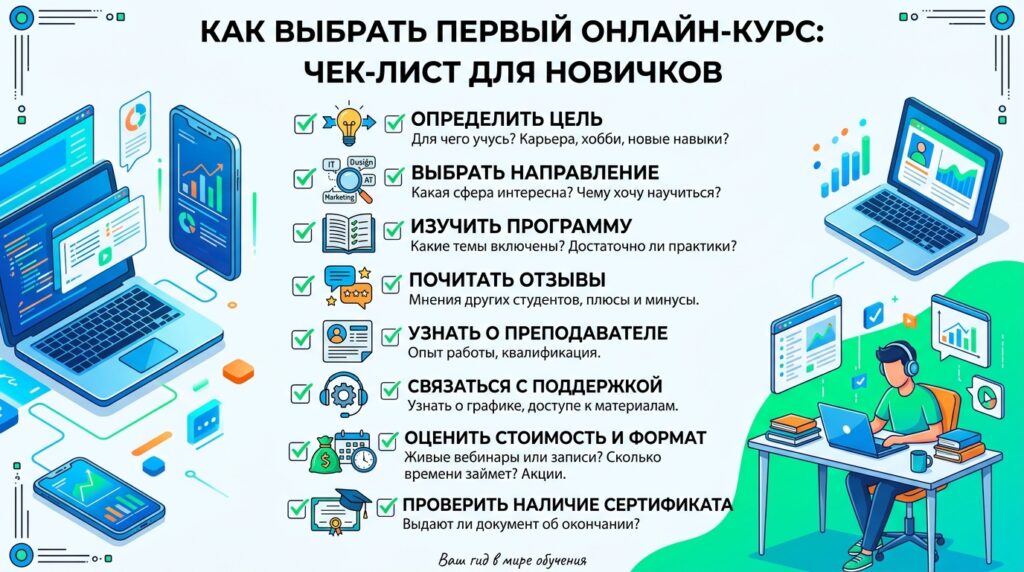 Как выбрать свой первый курс на онлайн-платформе: чек-лист для начинающего