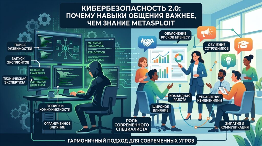 Кибербезопасность 2.0: Почему навыки общения важнее, чем знание метасплойтов